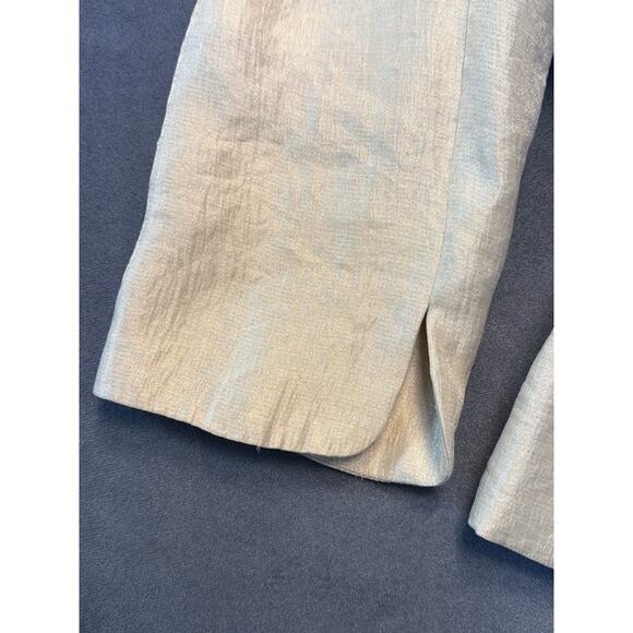 Adrianna Papell Jacket Champagne 3/4 Sleeve Ruffle Belt Elegant Blazer Coat WM 8 - Picture 6 of 12